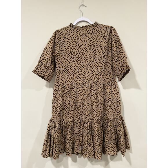 J Crew Ruffled Tiered Popover Dress Leopard Dot Size Small 2302 - Picture 6 of 10